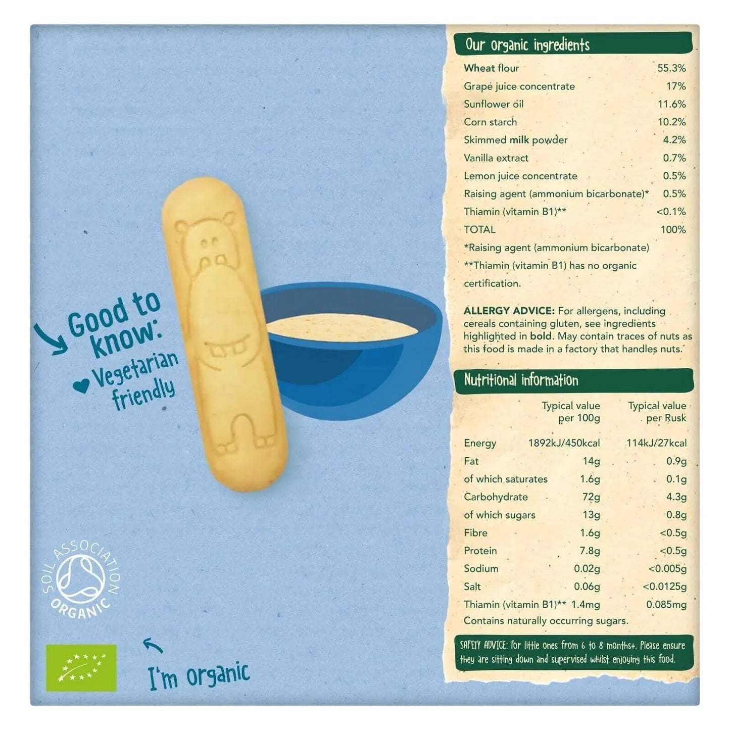 Organix Vanilla Little Ruskits 6+ months 60g (10x6g)