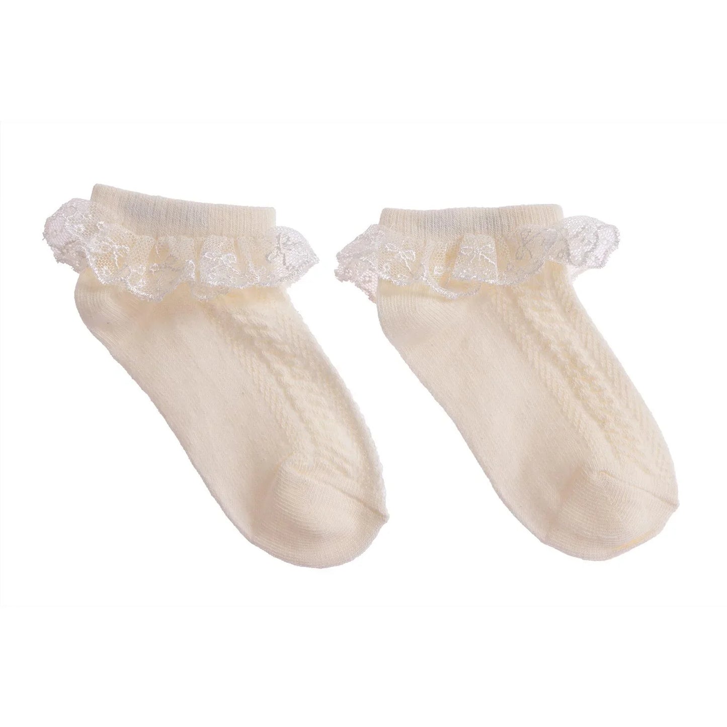 HelloBaby Girl Socks with Lace - Ecru