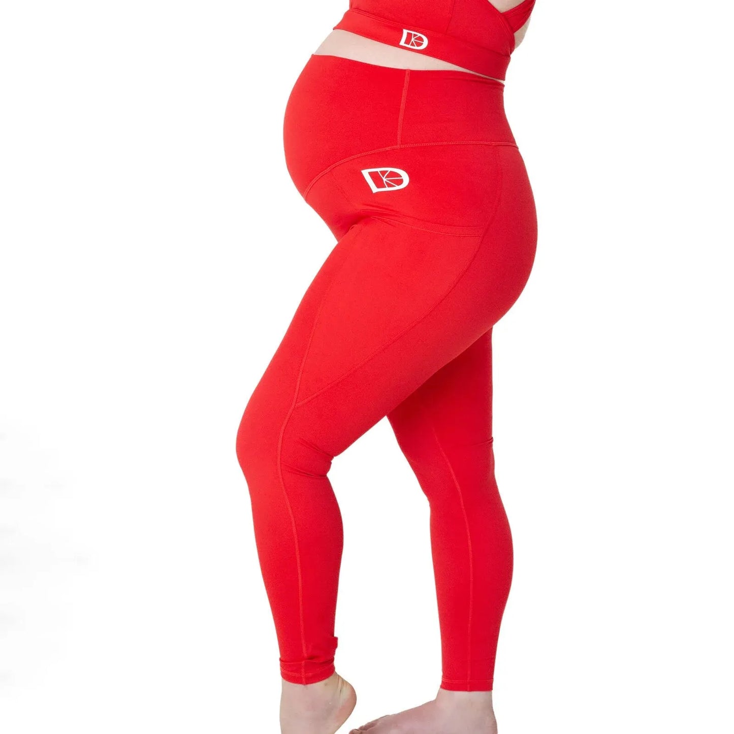 Latched Maternity and Postnatal Active Support Leggings - Red