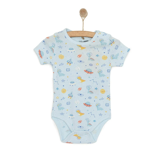 HelloBaby Galaxy Patterned Short Sleeve Bodysuit - Blue