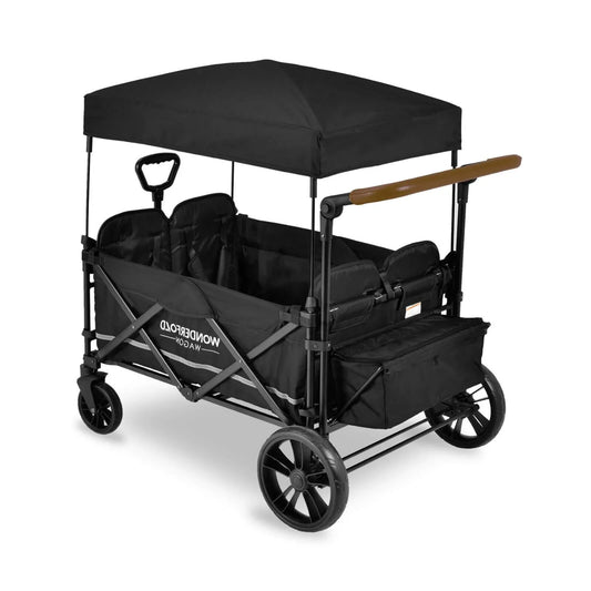 Wonderfold X4 Push & Pull Quad Stroller Wagon - Pitch Black