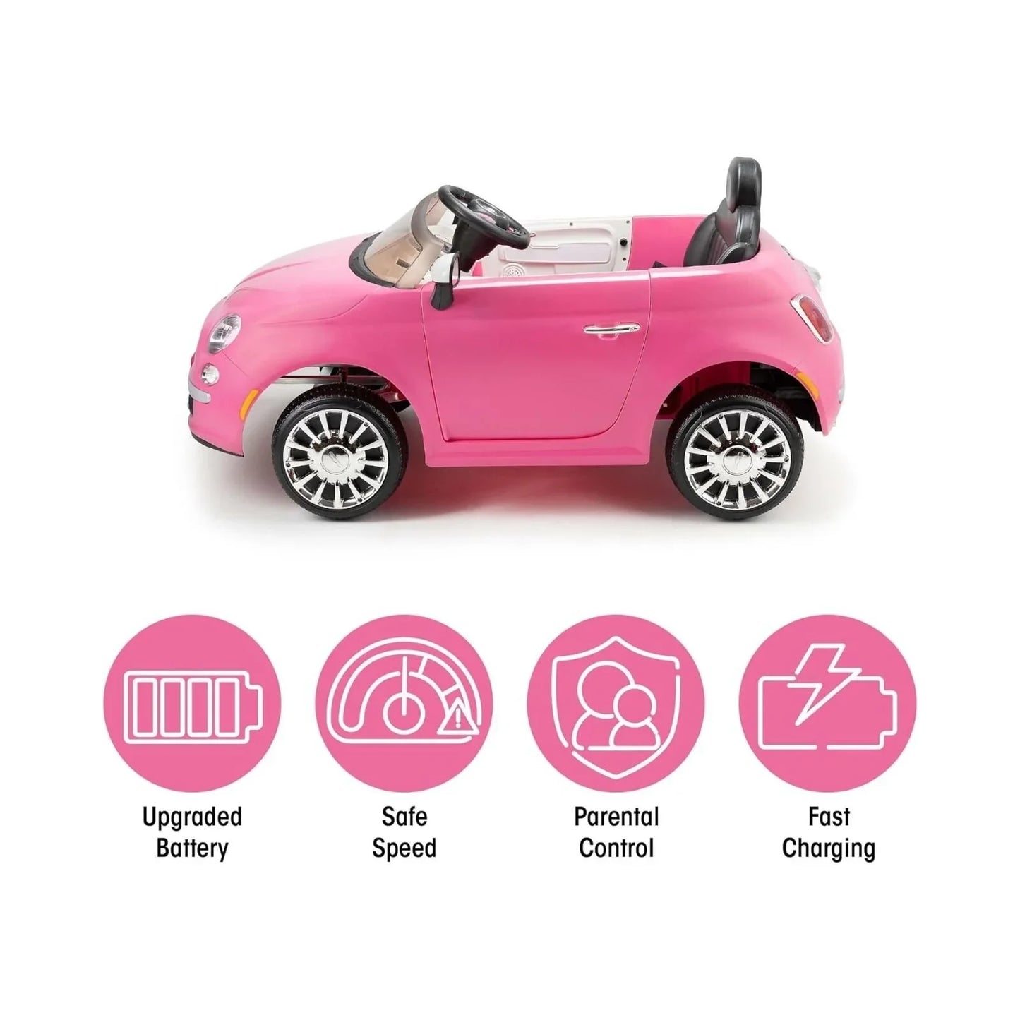 Xootz Fiat 500 12V Electric Ride On - Pink