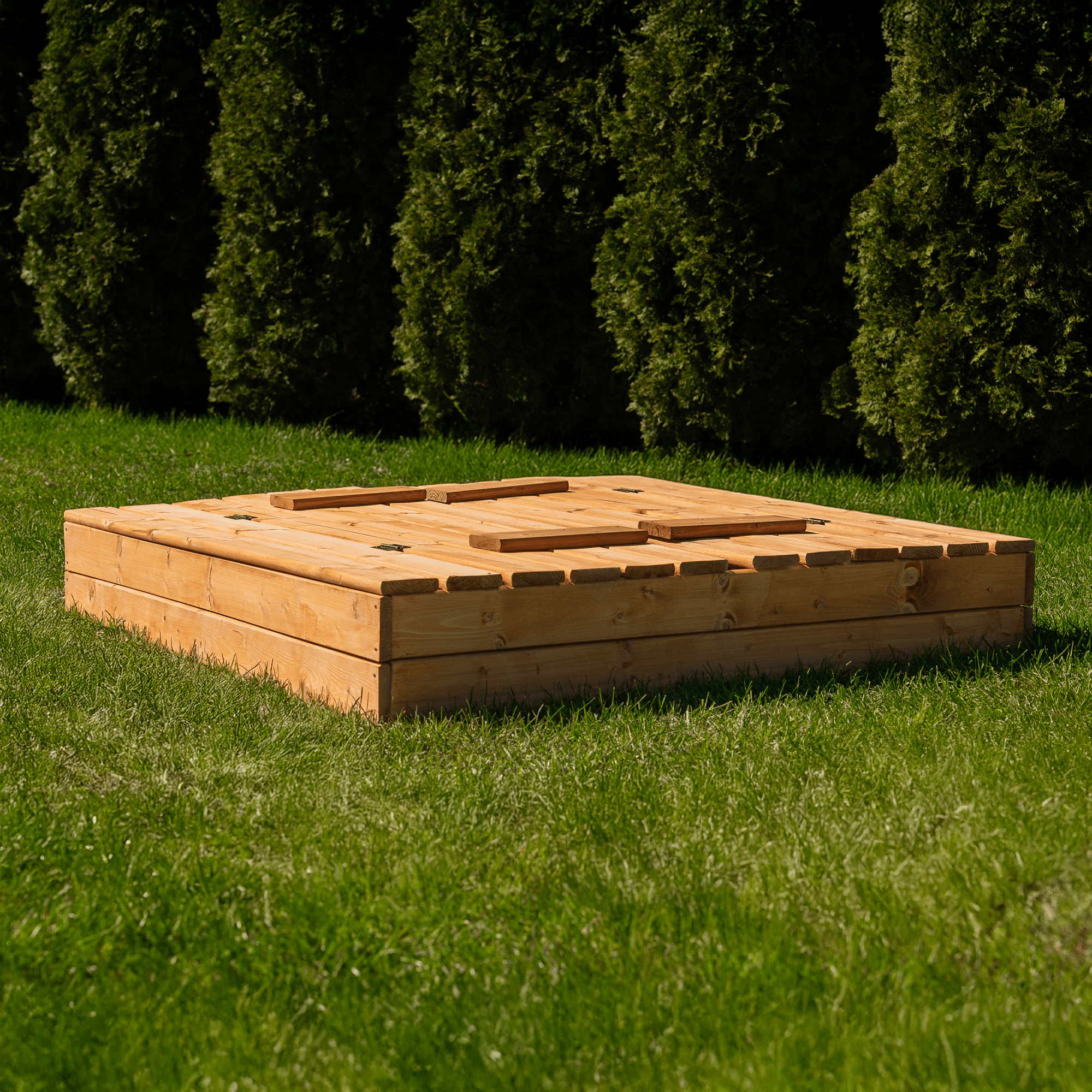 MAMOI Sandbox with cover 120x120 Sandbox Impregnated Sandbox with benches Wooden toy cover Benches 150x150-6