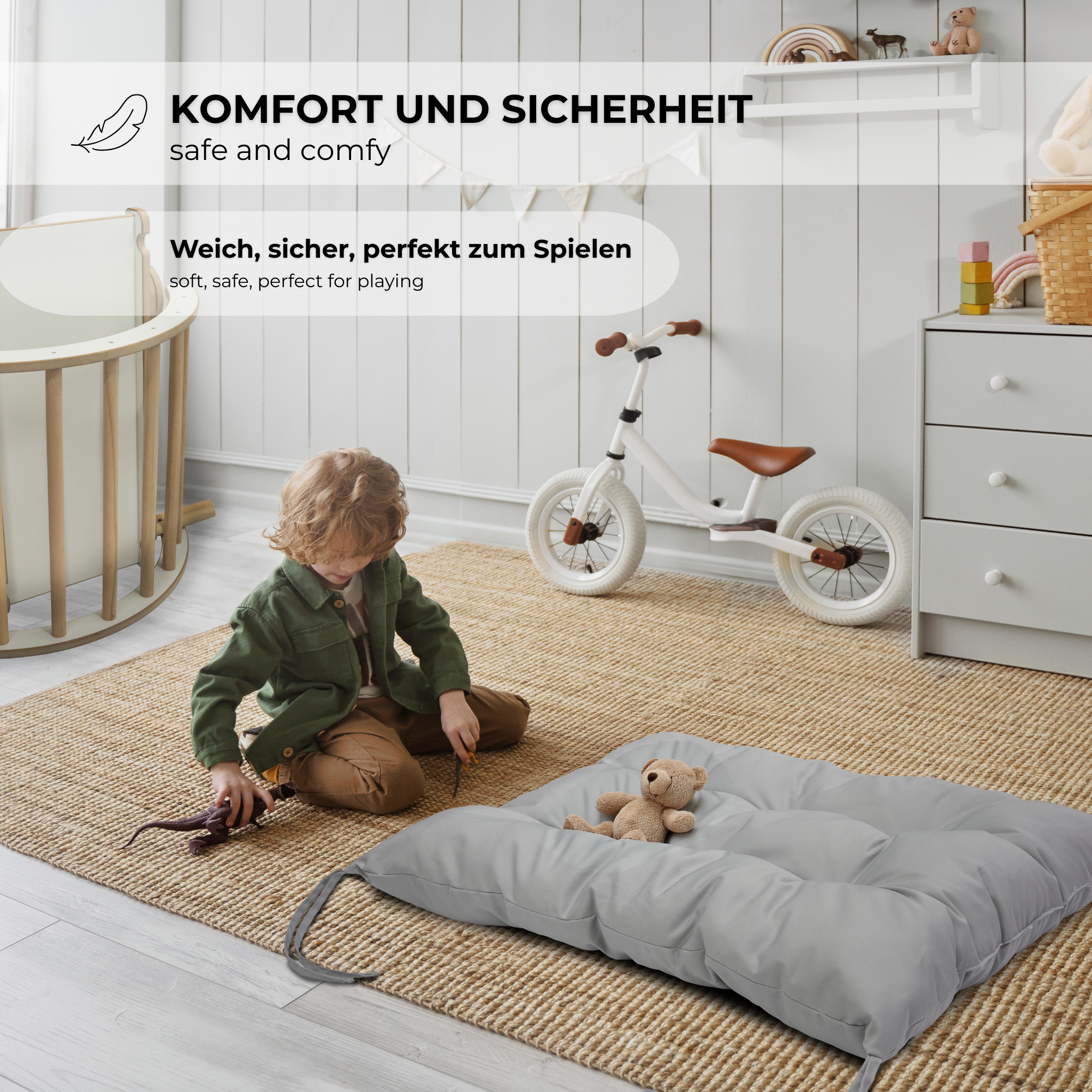 MAMOI® Cushion for toddler climbing frame indoor, Cushion for Baby kids climbing dome, Mat for wooden climbing triangle for children from 1/2/3 years-2