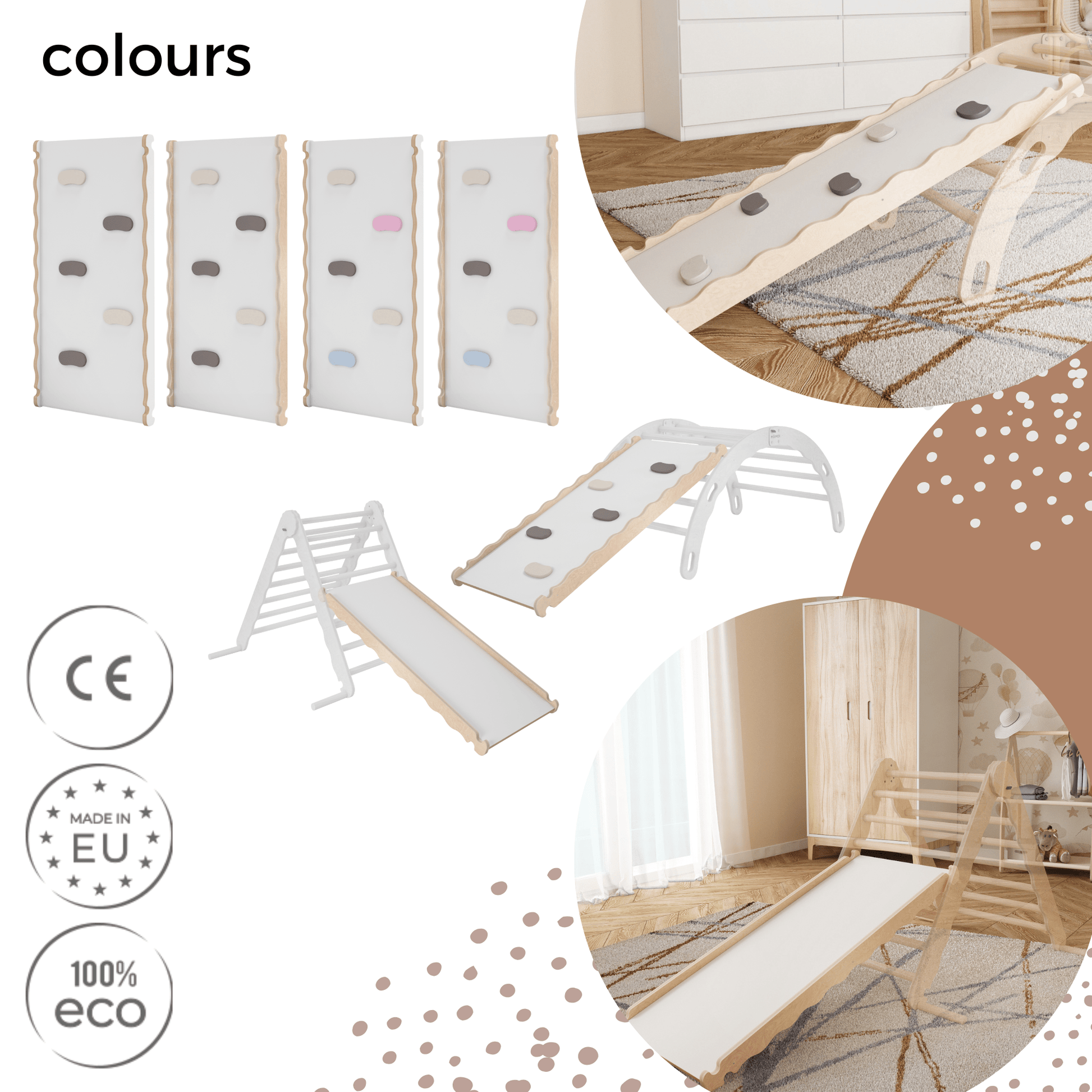 MAMOI® Wooden slide for climbing frame, Indoor baby gym accessories for kids, Small and big toddler slide for climbing triangle, Outdoor child's slides for garden, Childrens montessori toys-5