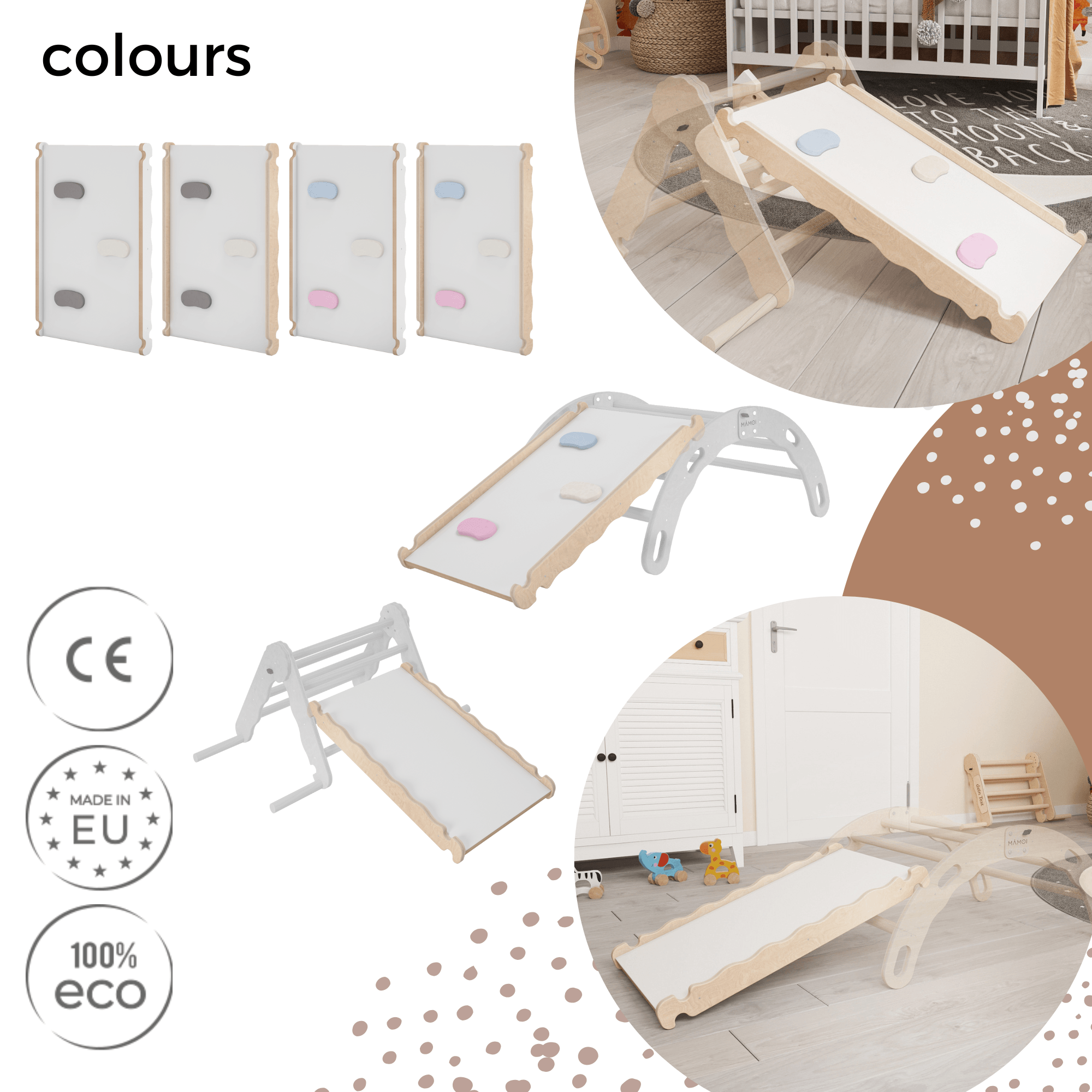 MAMOI® Wooden slide for climbing frame, Indoor baby gym accessories for kids, Small and big toddler slide for climbing triangle, Outdoor child's slides for garden, Childrens montessori toys - mezetto