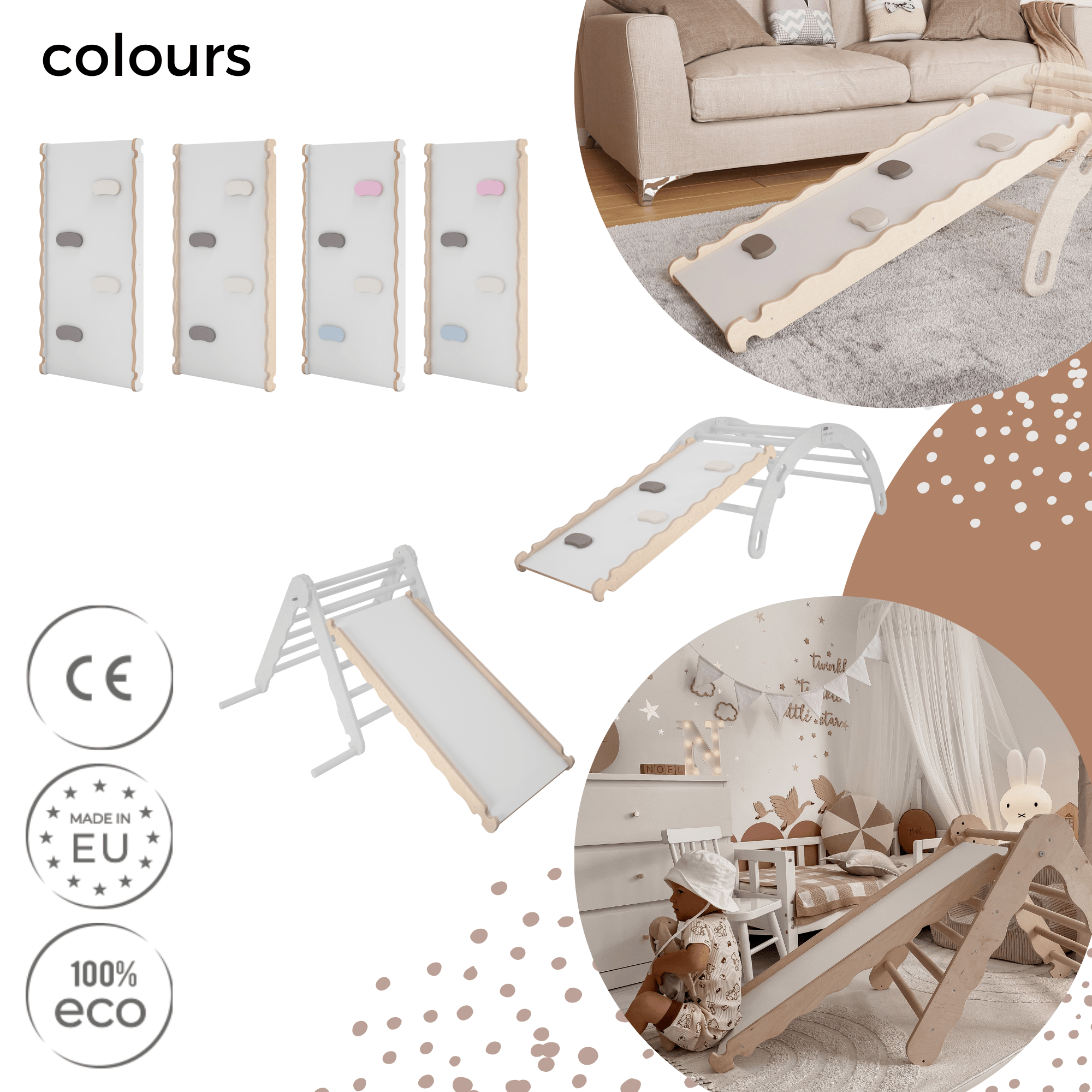 MAMOI® Wooden slide for climbing frame, Indoor baby gym accessories for kids, Small and big toddler slide for climbing triangle, Outdoor child's slides for garden, Childrens montessori toys-5