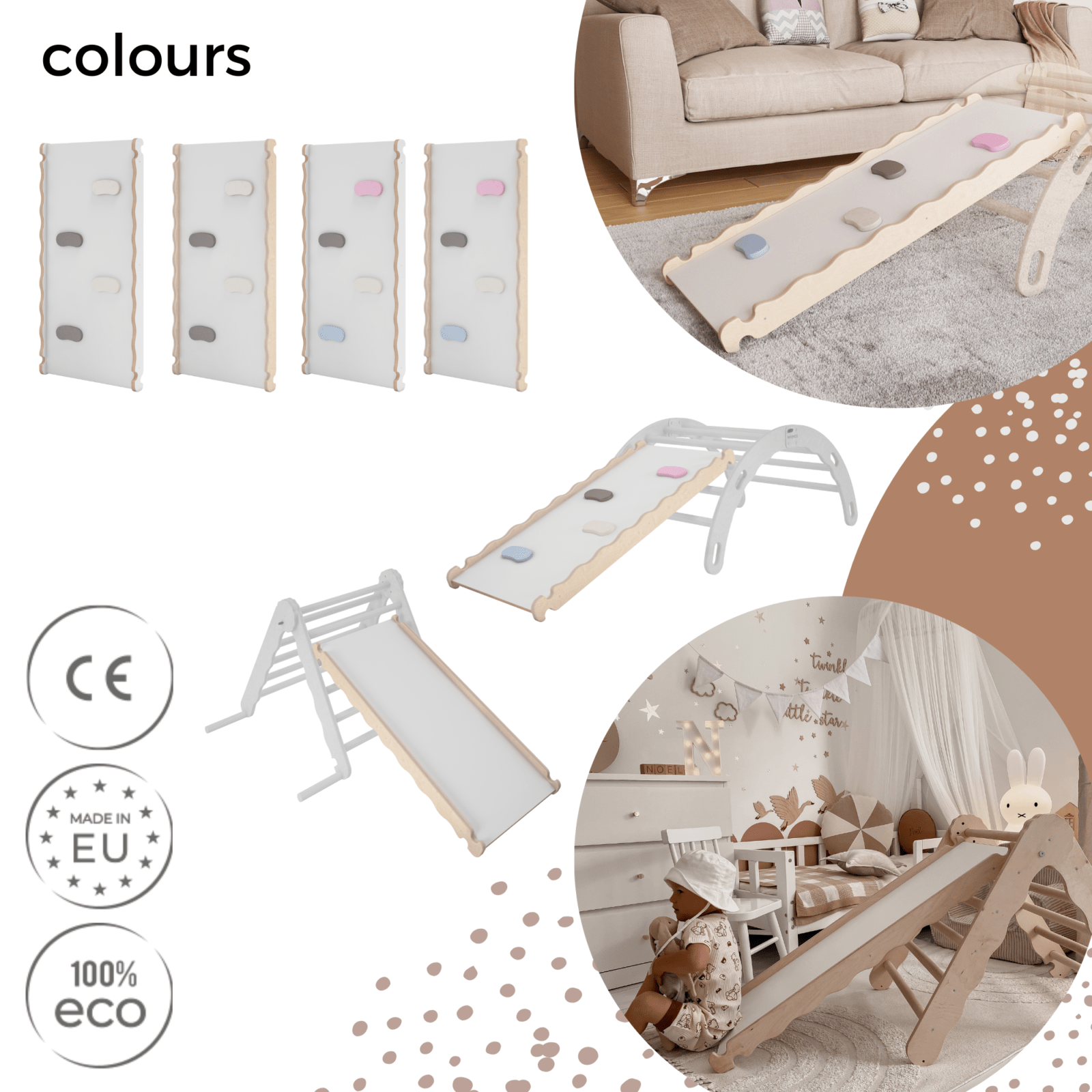 MAMOI® Wooden slide for climbing frame, Indoor baby gym accessories for kids, Small and big toddler slide for climbing triangle, Outdoor child's slides for garden, Childrens montessori toys-5