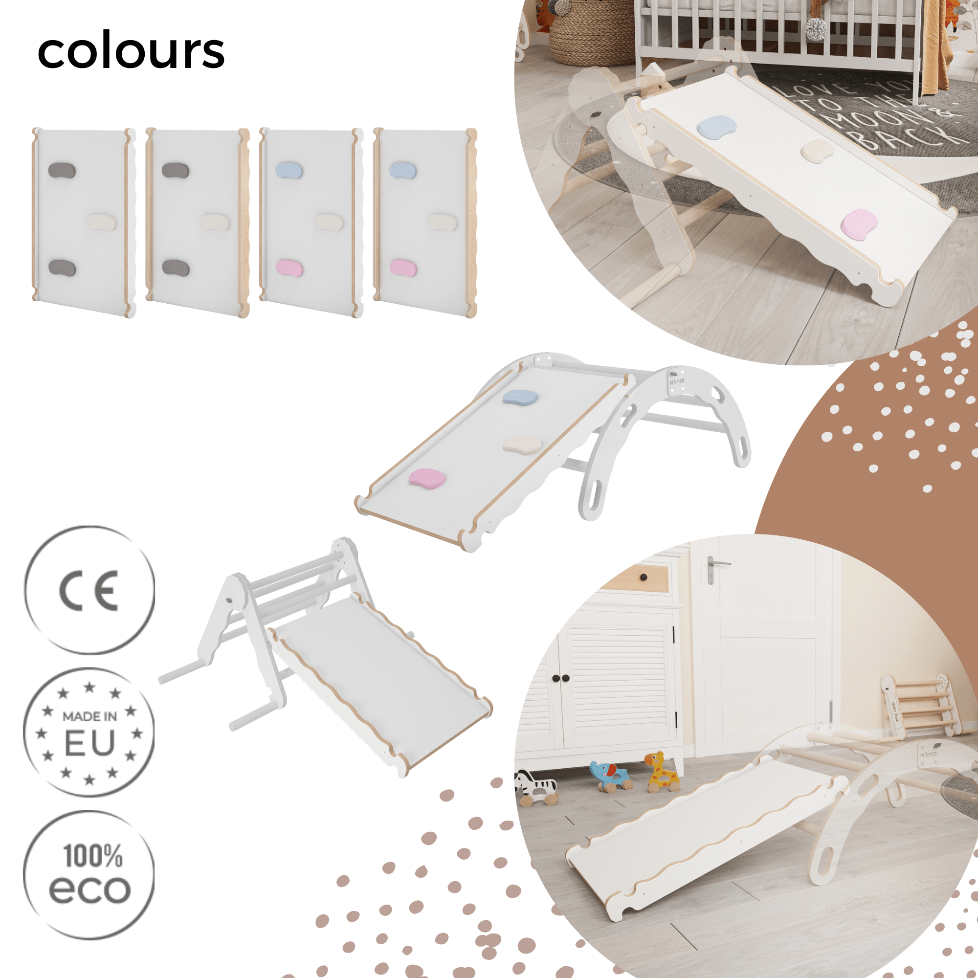 MAMOI® Wooden slide for climbing frame, Indoor baby gym accessories for kids, Small and big toddler slide for climbing triangle, Outdoor child's slides for garden, Childrens montessori toys-4