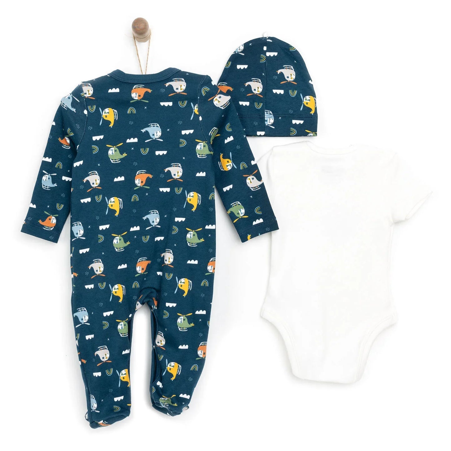HelloBaby Baby Boy Jumpsuit-Body-Hat - Navy Blue
