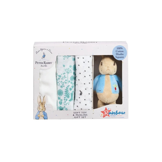 Peter Rabbit Muslin & Soft Toy Gift Set