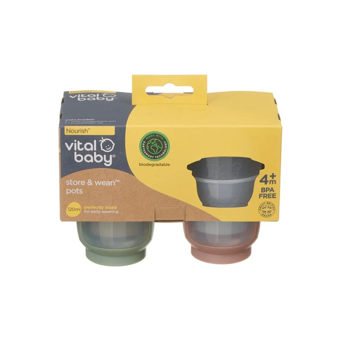 Vital Baby Nourish Store & Wean Pots 120ml Pack of 4