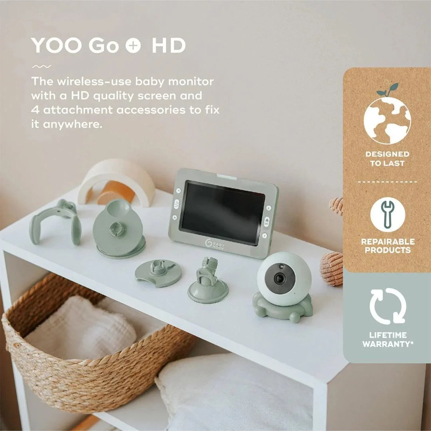 Babymoov Yoo Go Plus 5" HD Video Monitor - Green