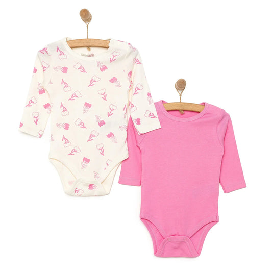HelloBaby Baby Girl Long Sleeve Bodysuit 2pcs - Pink