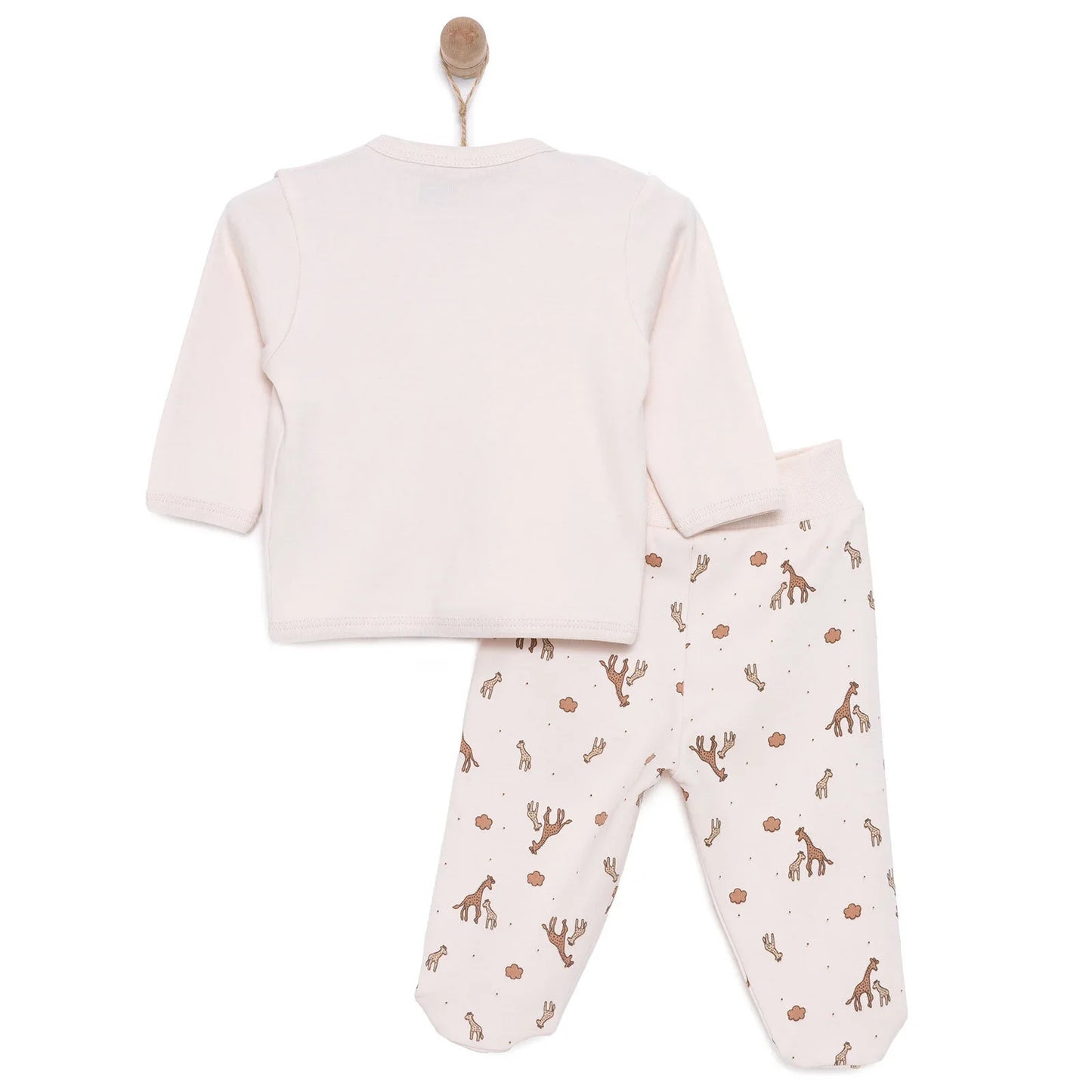HelloBaby Unisex Wrapover Top-Footed Bottom - Beige