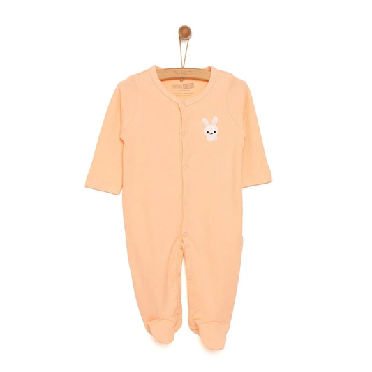 HelloBaby Newborn Girl Footed Jumpsuit - Salmon