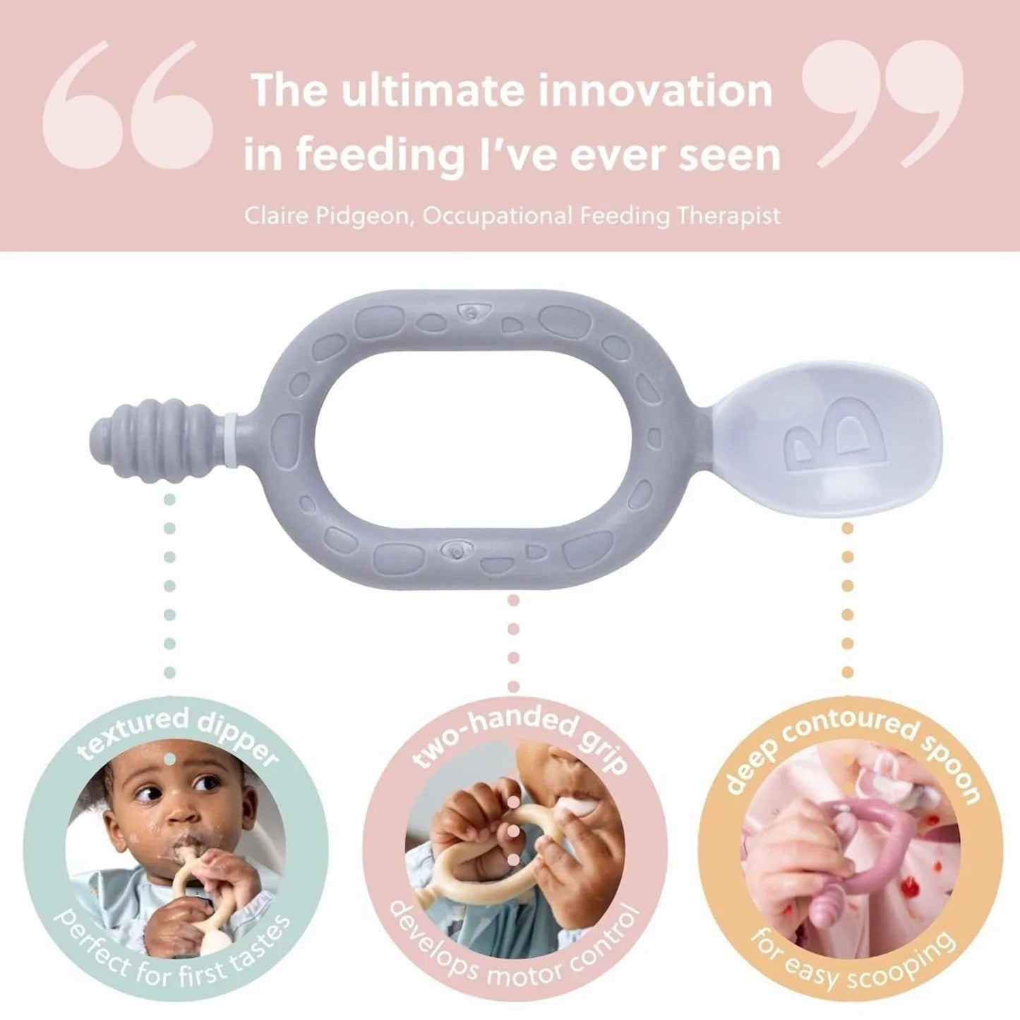 Bibado Dippit Baby Weaning Spoons 6+ months Pack of 2 - Blush