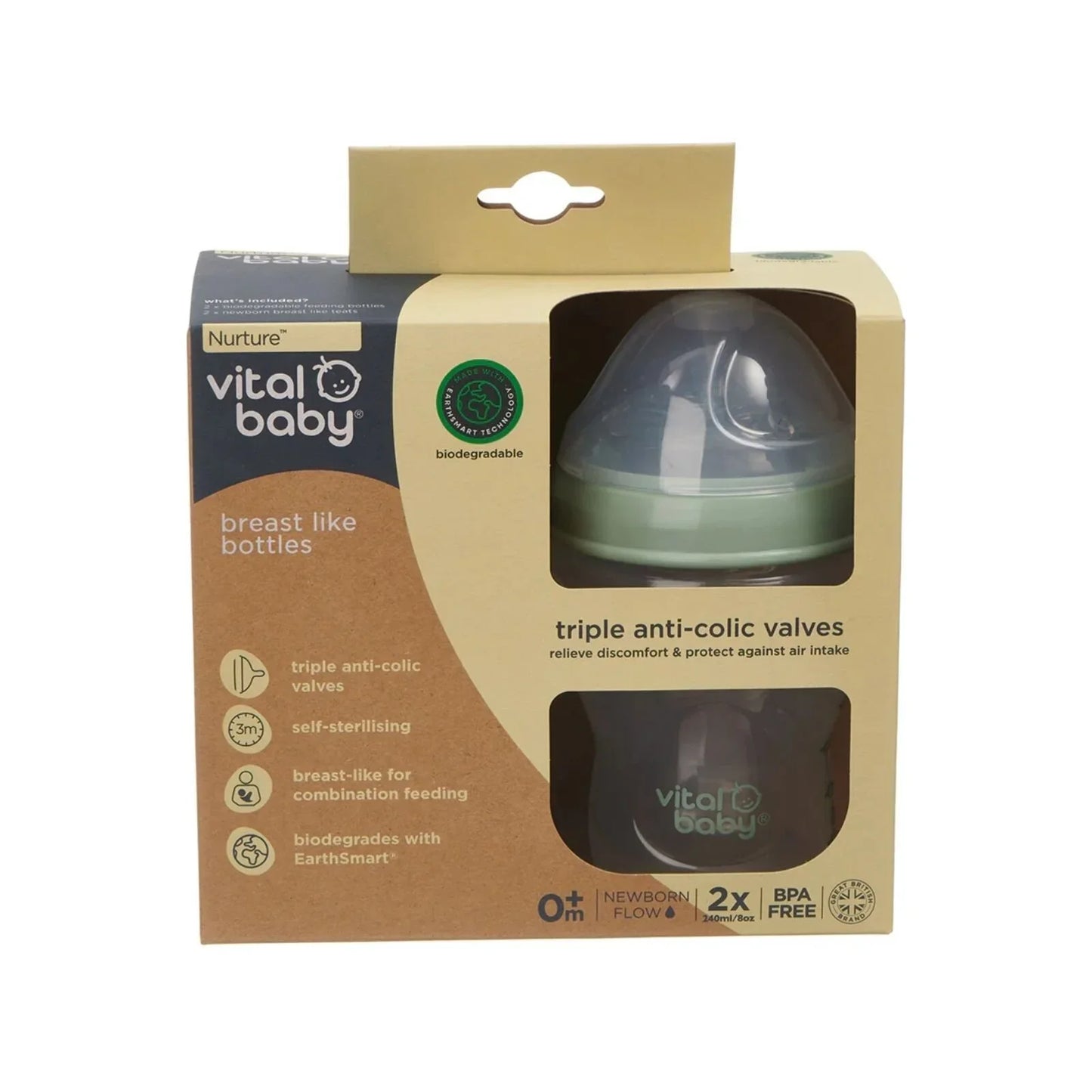 Vital Baby Nurture Breast Like Bottle 240ml Pack of 2