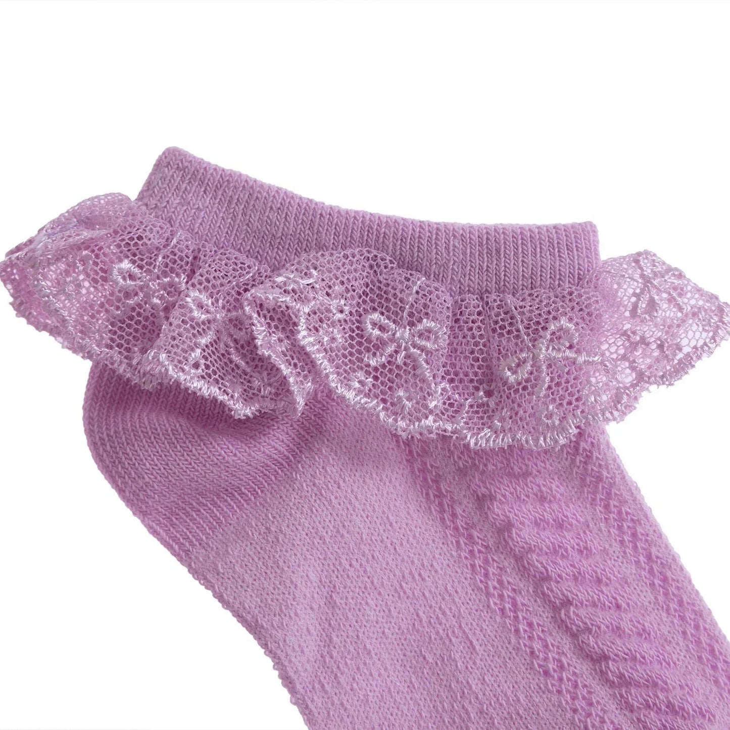 HelloBaby Girl Socks with Lace - Purple