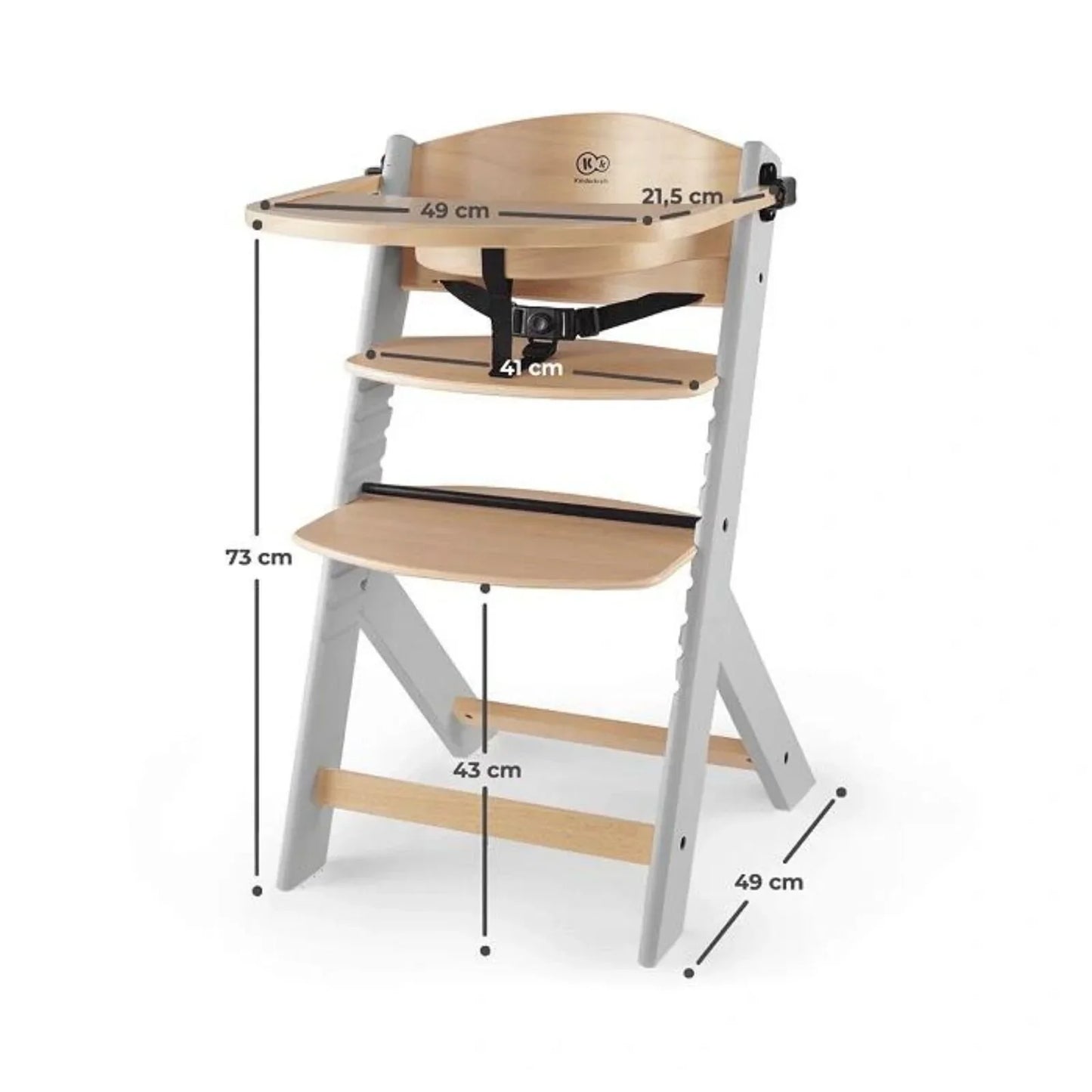 Kinderkraft Enock Wooden Highchair - Wooden Grey