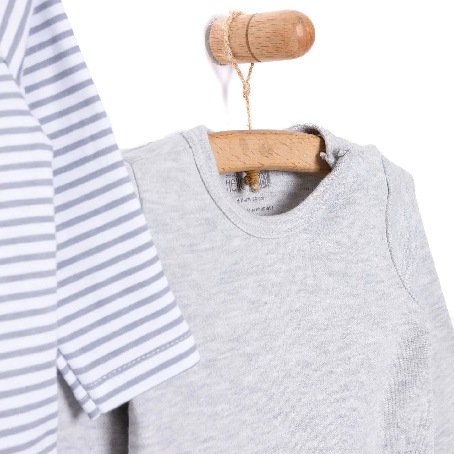 HelloBaby Boy 2-Pack Long Sleeve Bodysuit - Grey Melange