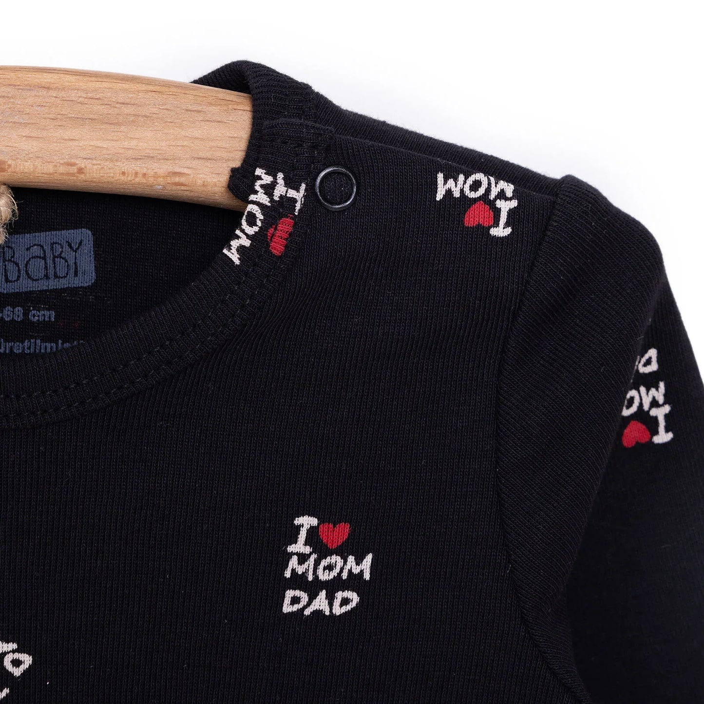 HelloBaby Unisex Long Sleeve Bodysuit - Black