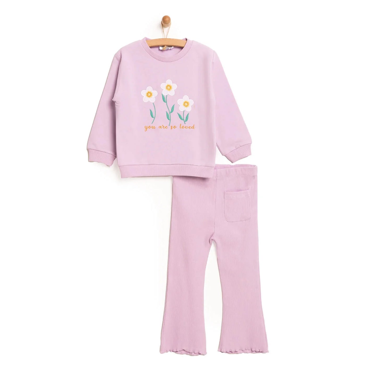 HelloBaby Baby Girl Sweatshirt Footless Bottom 2 pcs - Lilac