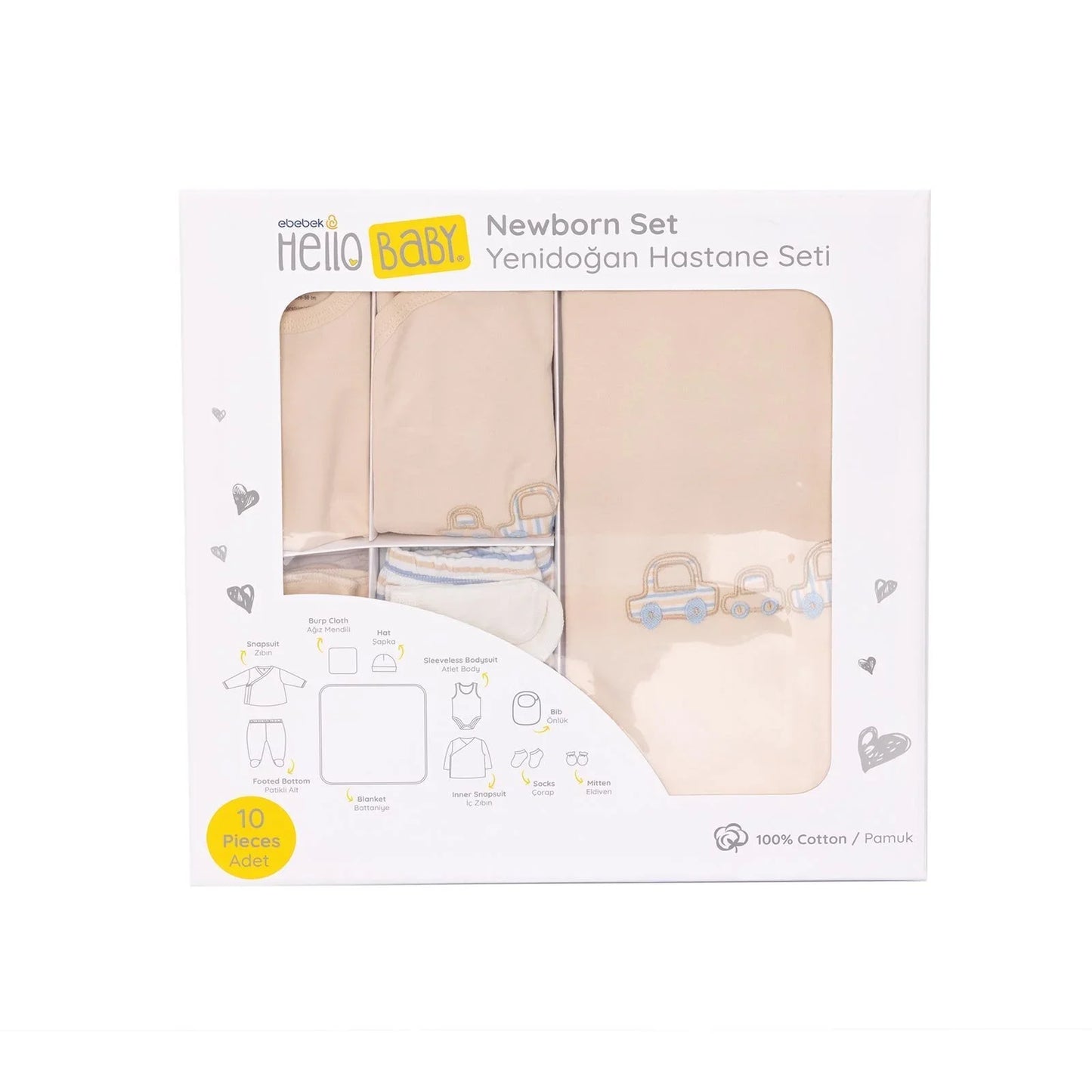 HelloBaby Boy 10 piece Newborn Set - Ecru