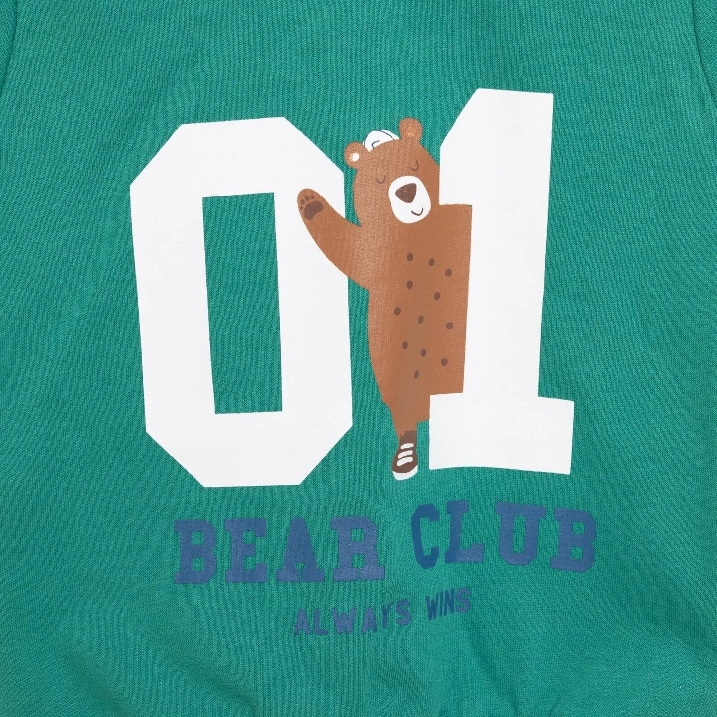 HelloBaby Basic Boy Low Raised  Bear Printed Sweatshirt - Dark Green