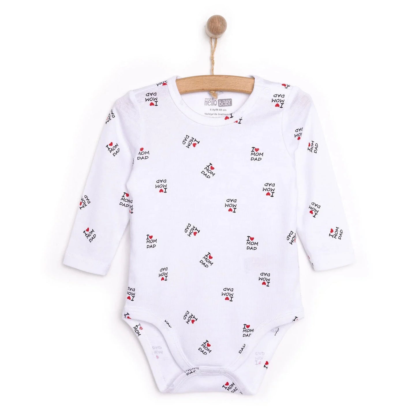 HelloBaby Unisex Long Sleeve Bodysuit - White