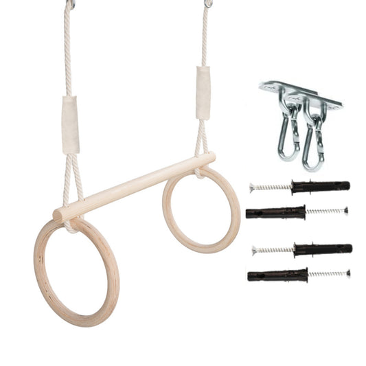 MAMOI® Trapeze bar baby swing, Indoor gymnastic rings, Monkey bars gorilla gym, Gymnastics pull up equipment for kids, Olympic rings and swings for calisthenics-0