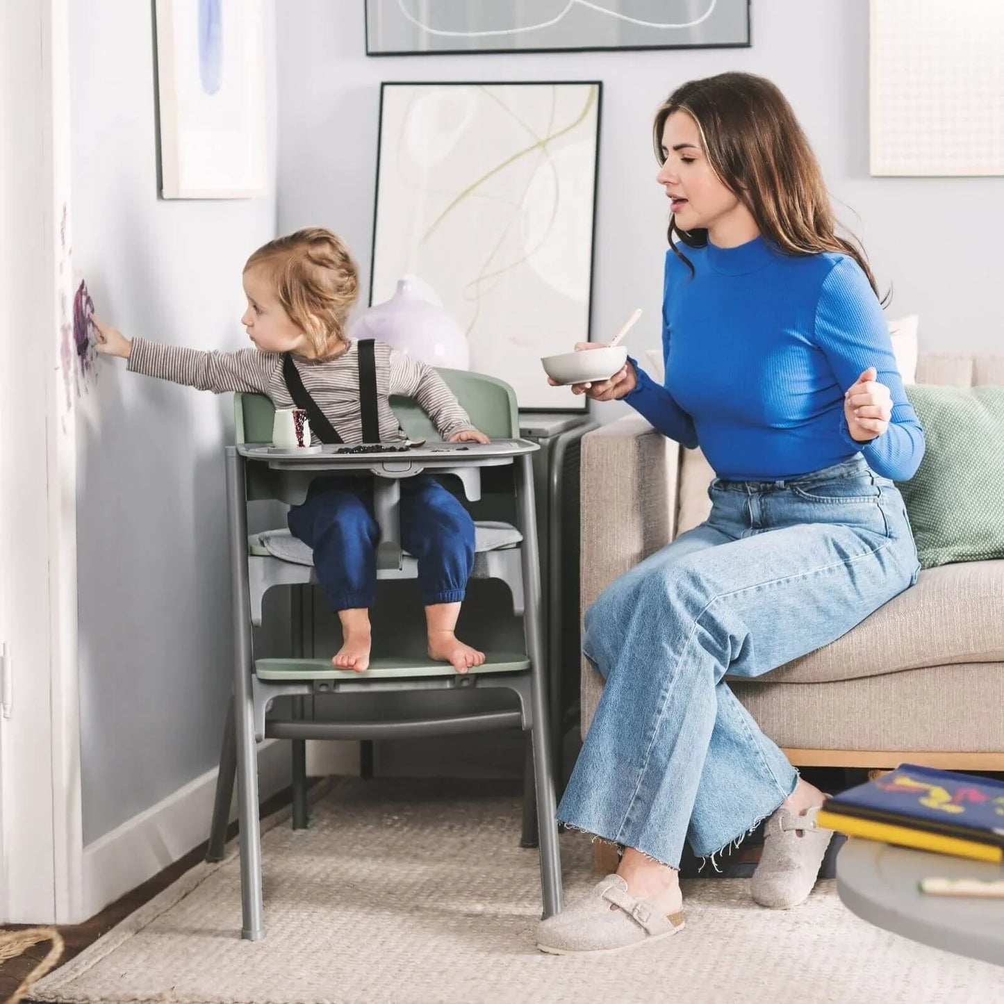 Kinderkraft Livy Highchair with Tray - Olive Green