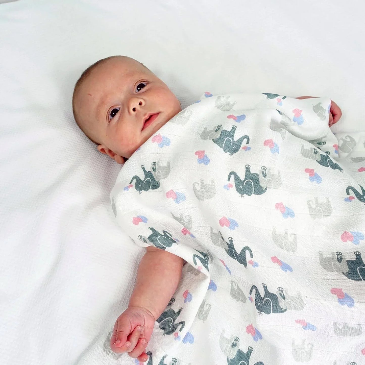 MuslinZ Bamboo/Organic Cotton Muslin Swaddle 120x120cm - Elephant