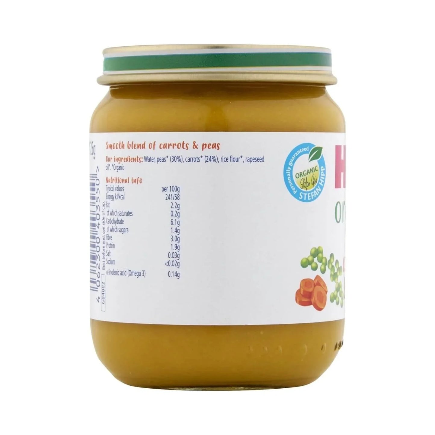 HiPP Organic Carrots & Peas Jar 4+ months 125g