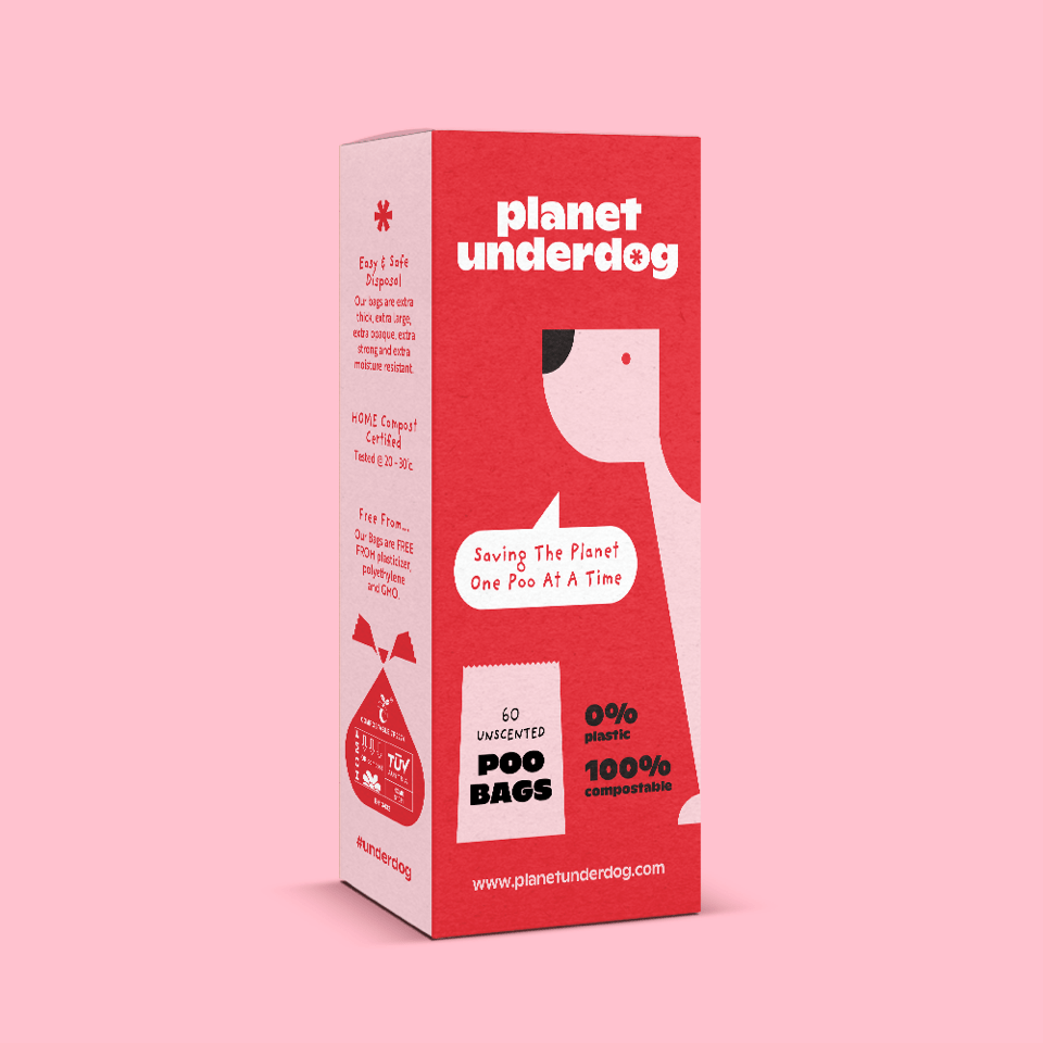 60 Planet Underdog Compostable Dog Poop Bags - Red Box - mezetto