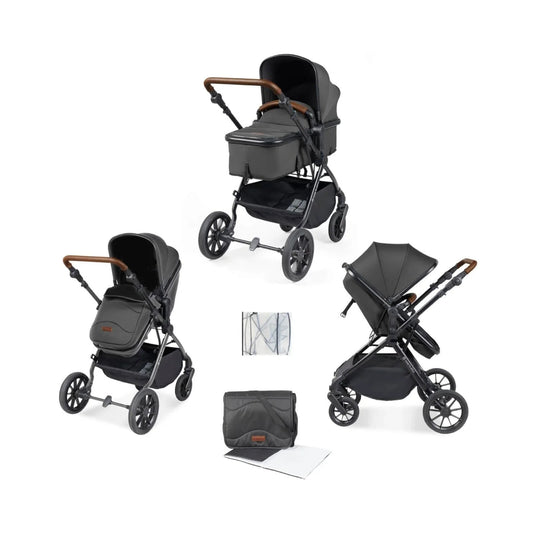 Ickle Bubba Cosmo 2-in-1 Pushchair & Carrycot - Black/Graphite Grey/Tan