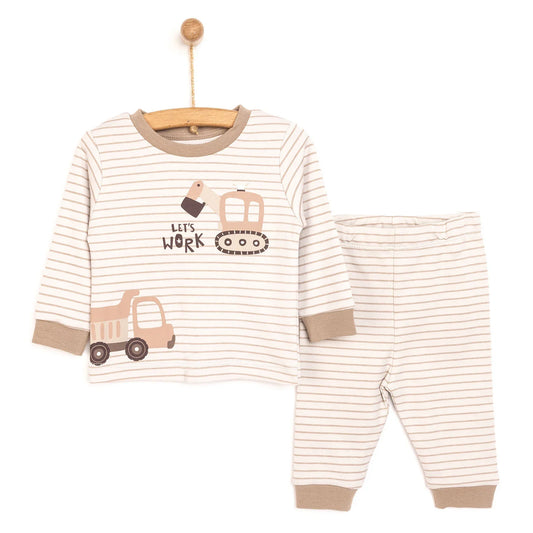 HelloBaby Boy Long Sleeve Pyjamas Set - Beige