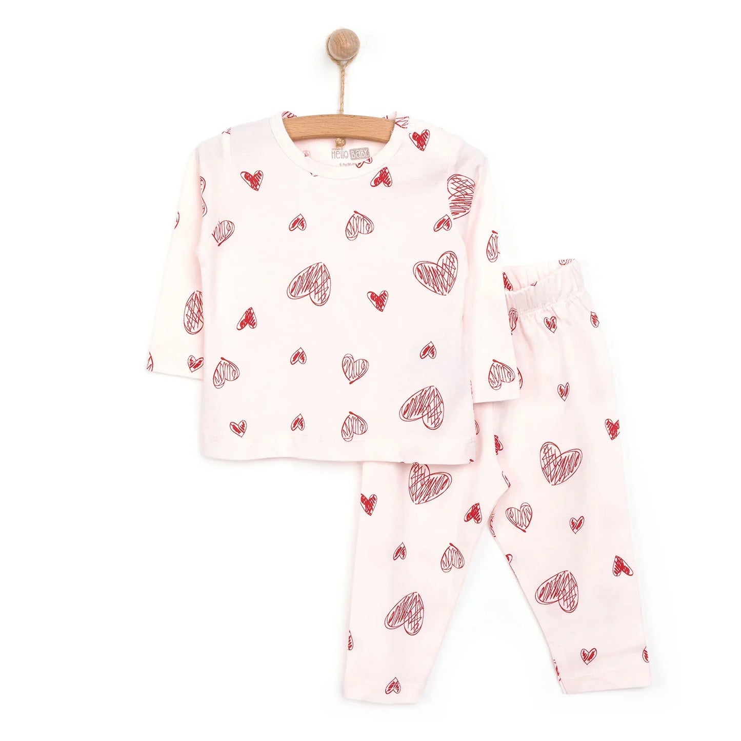 HelloBaby Baby Girl Long Sleeve Pyjamas Set - Light Pink