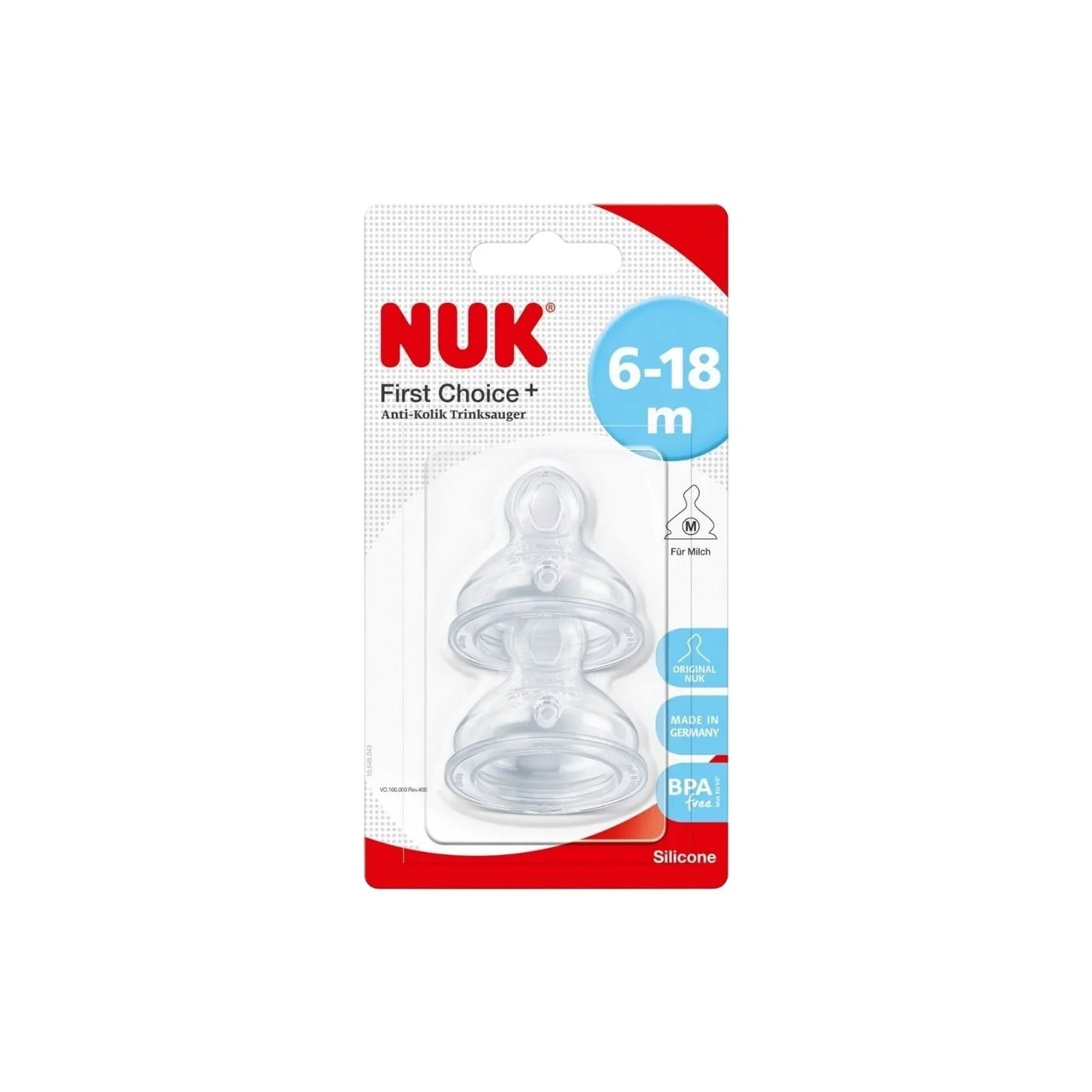 NUK First Choice+ Wide Silicone Teats Medium Feed Hole 6-18 months