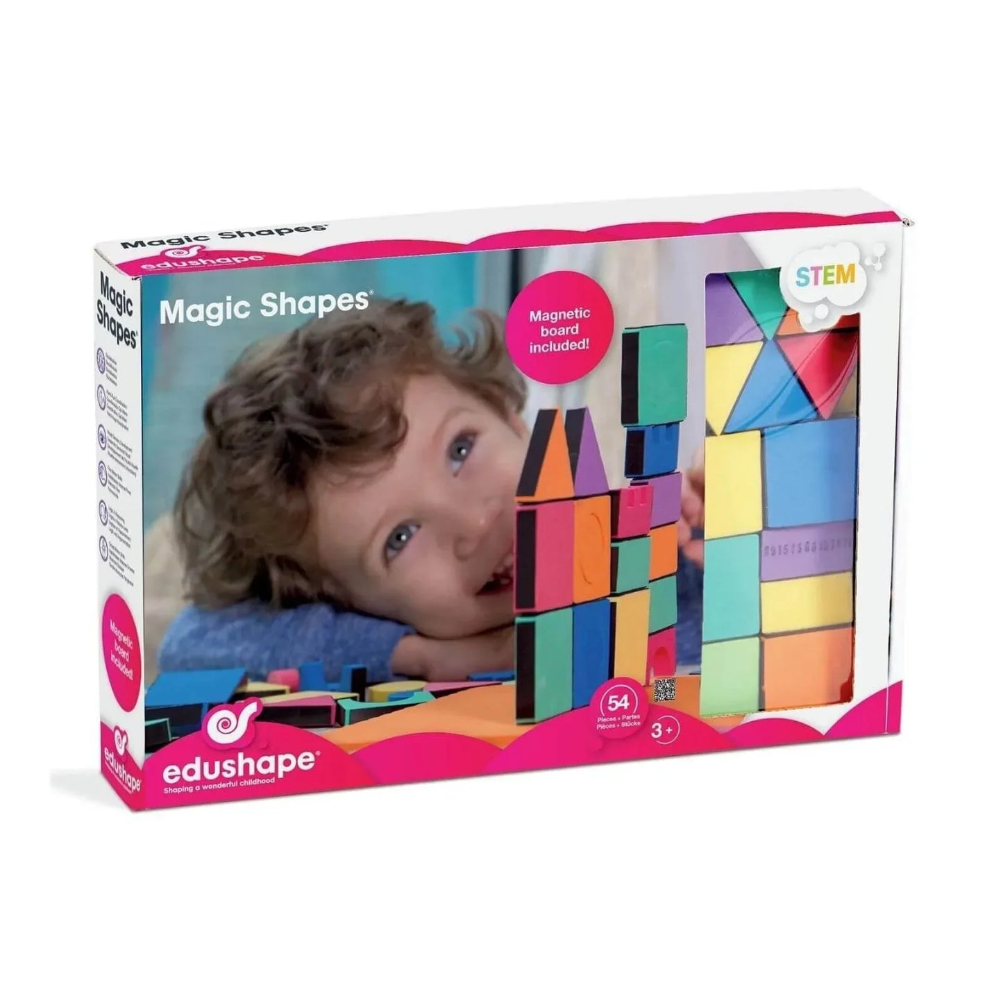 Edushape Magnetic Shapes with Board, 54 pcs