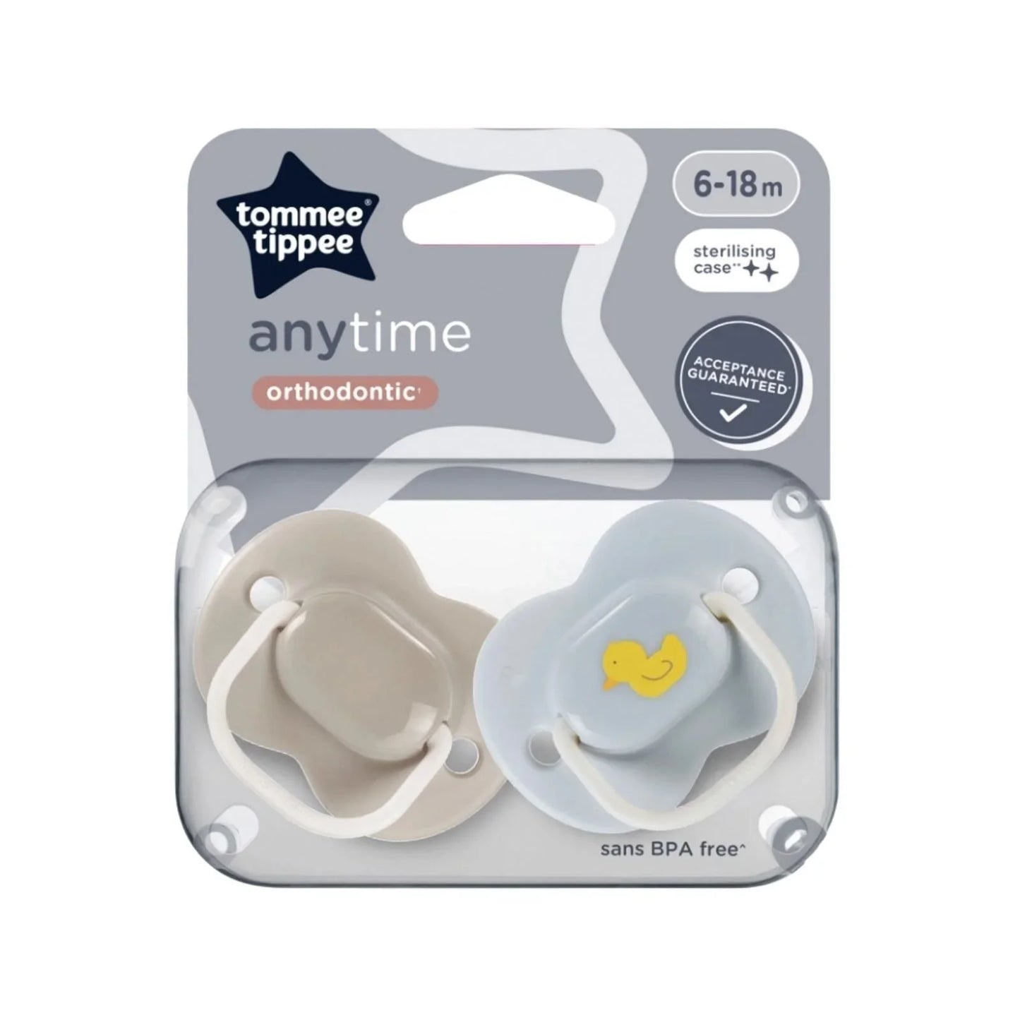 Tommee Tippee Anytime Soother 6-18 months Pack of 2 Assorted