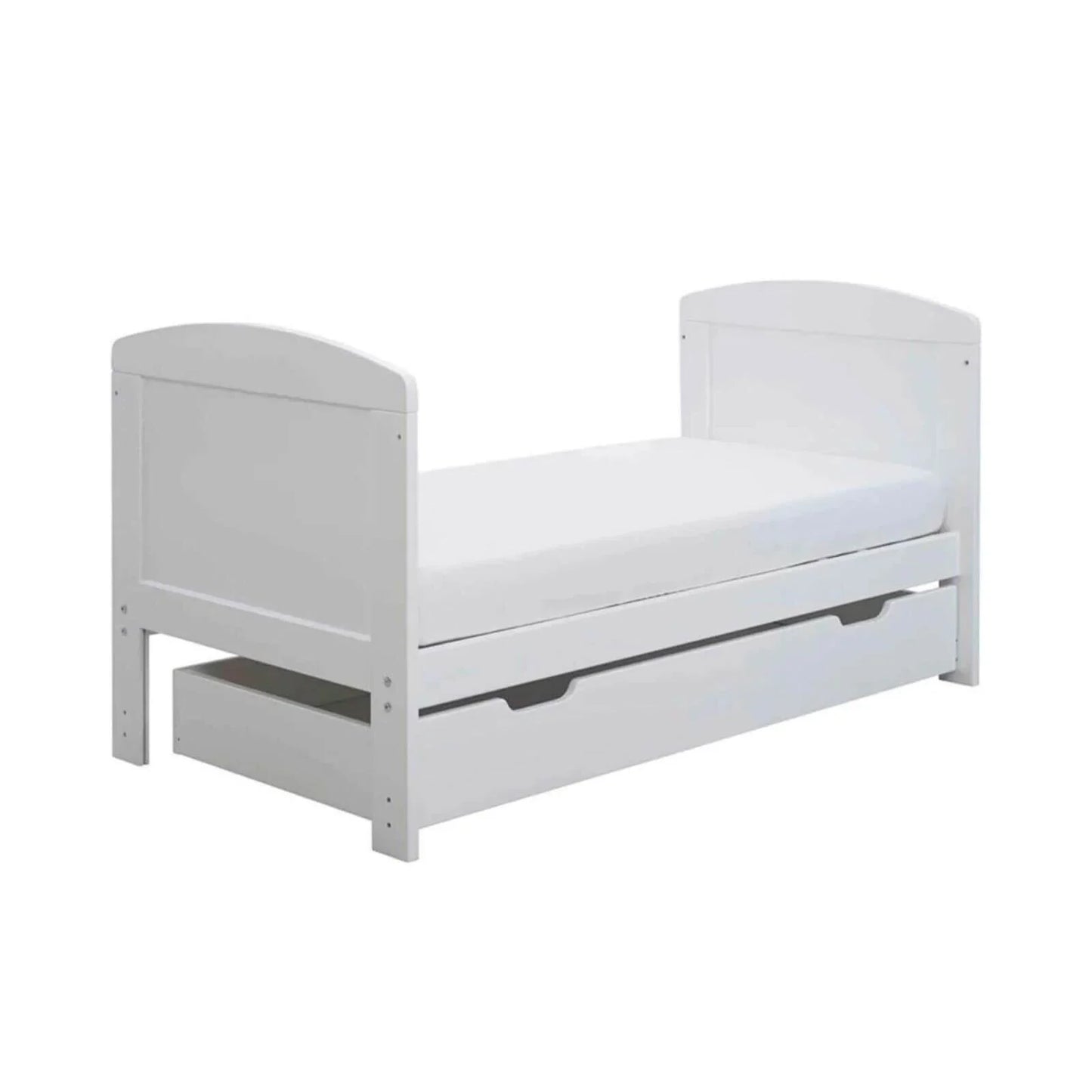 Ickle Bubba Coleby Mini Cot Bed & Under Drawer White - Premium Sprung Mattress