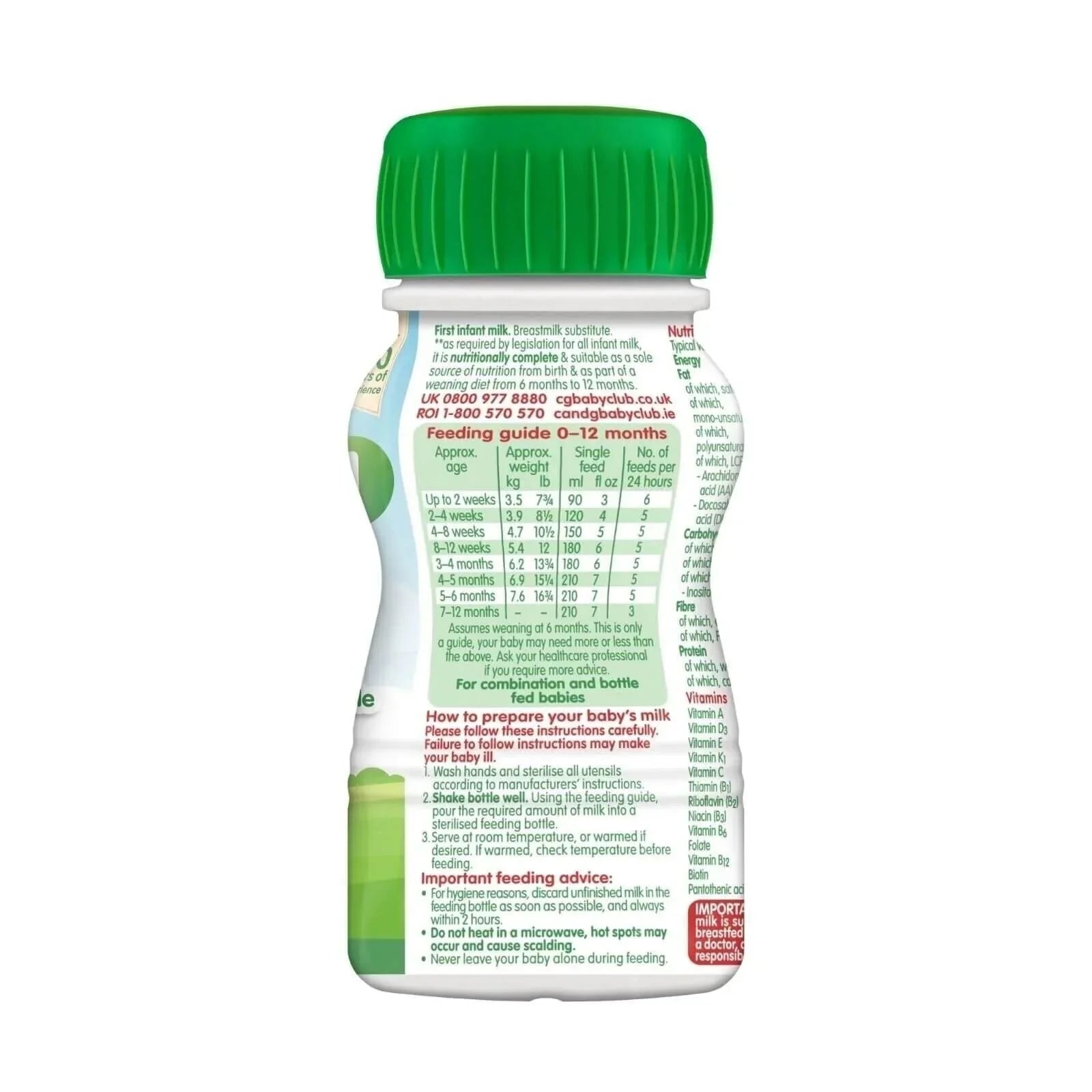 Cow & Gate 1 First Infant Ready to Feed Liquid Milk from Birth 200ml Pack of 12