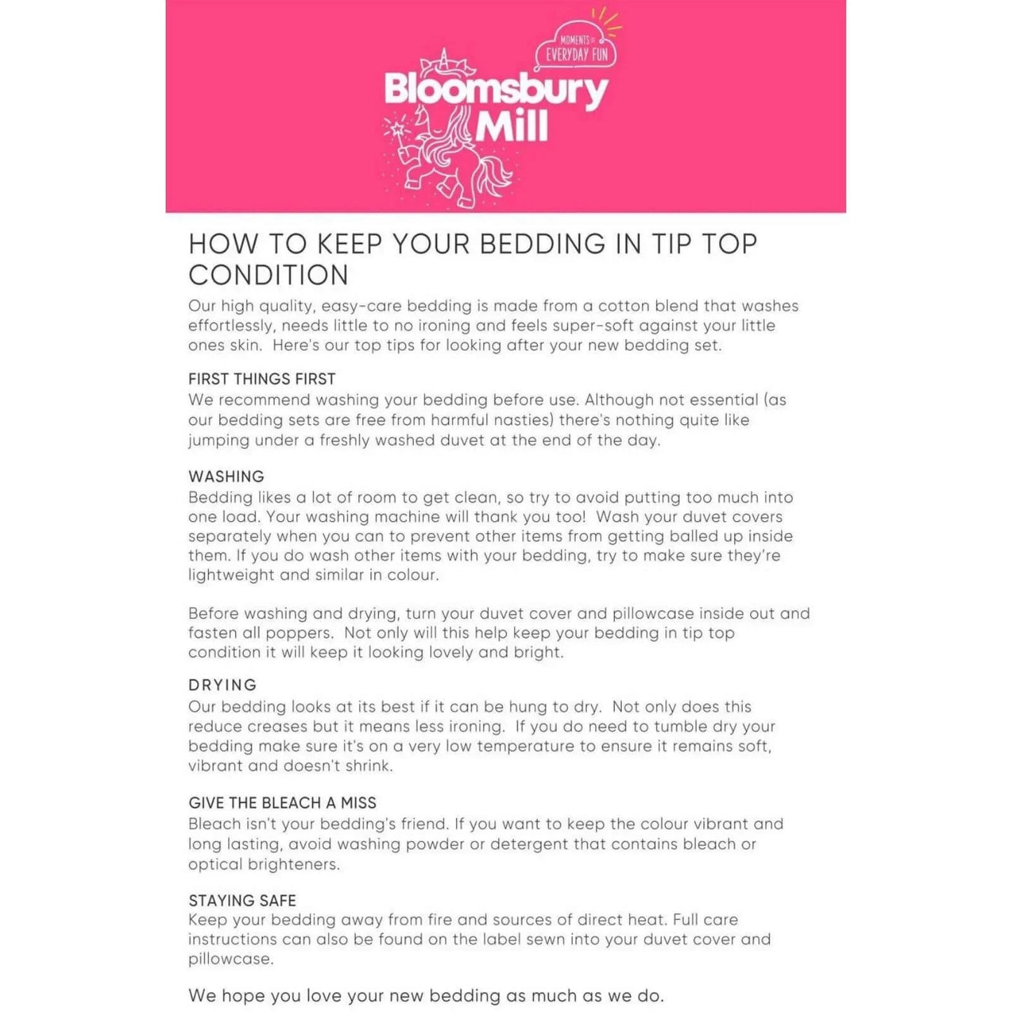 Bloomsbury Mill Single Duvet Set - Magic Unicorn