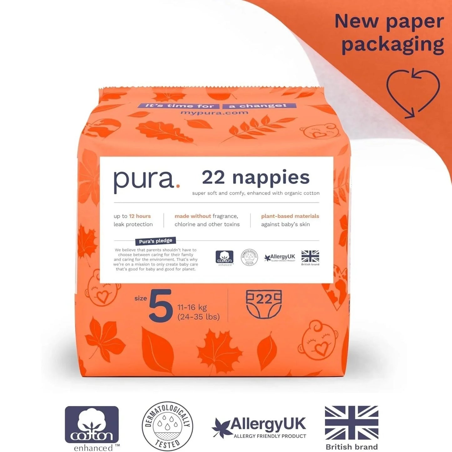 Pura Eco Nappy Size 5 - 22 nappies