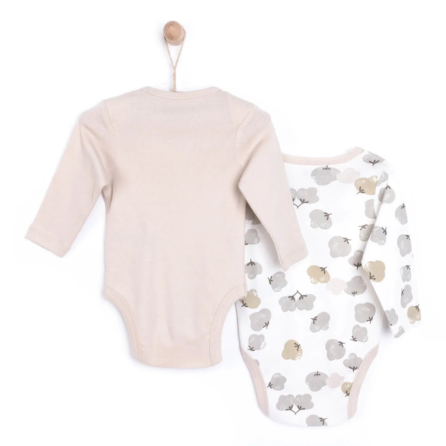 HelloBaby Baby Girl Long Sleeve Bodysuit 2 pcs - Beige