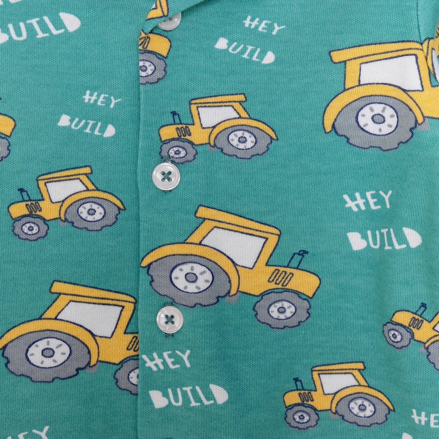 HelloBaby Baby Boy Tractor Patterned Collar Pyjamas 2 pcs - Green