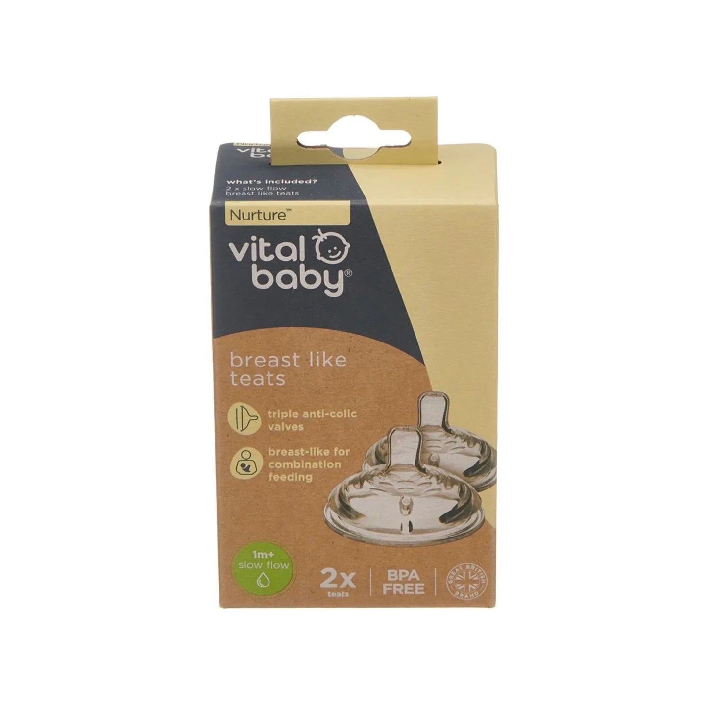 Vital Baby Nurture Breast Like Teats Slow Flow Pack of 2