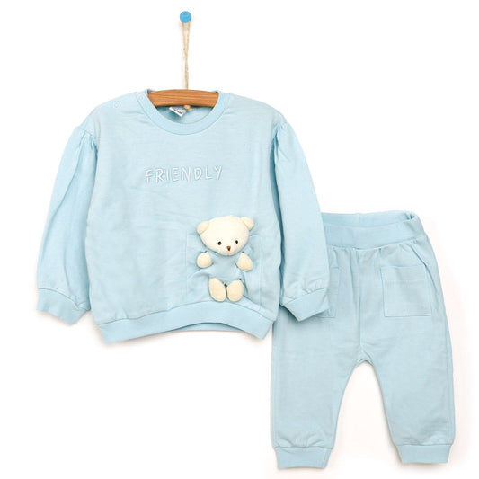 Tuffy Sweatshirt- Footless Bottom Bear - Light Blue