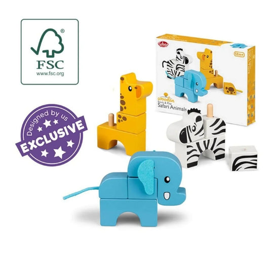 Tobar-Wooden Stack And Play Safari Animals